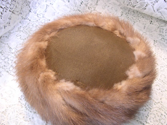 Mink Hat Autumn Haze Mink Tail Hat,,,,Vintage Mink Pillbox Hat Autumn Haze Mink View 5