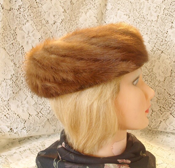 Mink Hat Autumn Haze Mink Tail Hat,,,,Vintage Mink Pillbox Hat Autumn Haze Mink View 4