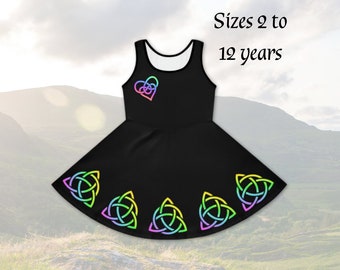 Black & Rainbow Sleeveless Dress, Celtic knot Dress, Girls irish Dress, Rainbow Dress, irish dance dresses toddler, toddler irish dress