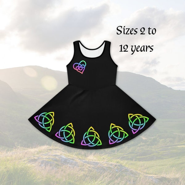 Black & Rainbow Sleeveless Dress, Celtic knot Dress, Girls irish Dress, Rainbow Dress, irish dance dresses toddler, toddler irish dress