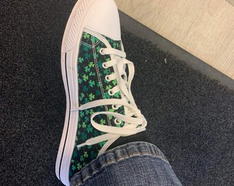 Women's Low Top Shamrock Sneakers, St Patrick's Day Shoes, Irish St Patrick Day Shoes, St Patricks Sneaker, st patricks day outfit