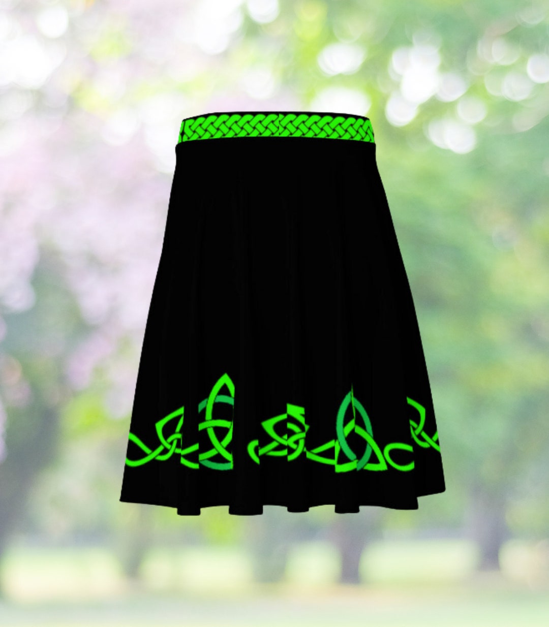 Green and Black Celtic Knot Women's Skirt Irish Dance Skirt, Irish