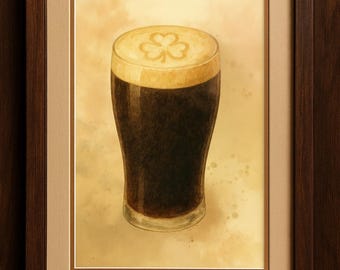 Watercolor Pint of Stout – Digital Download (PDF + PNG, 8.5x11")