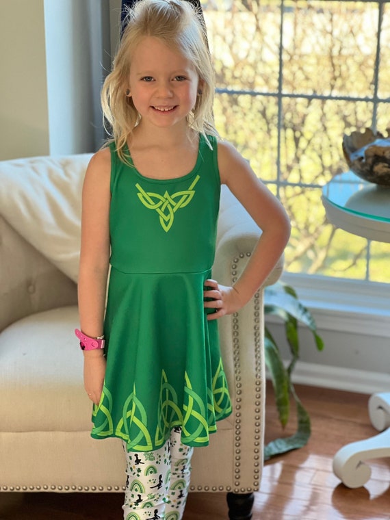 Green Celtic Knot Girls Dress Sizes 2T Big Kid XXL, Irish Dance