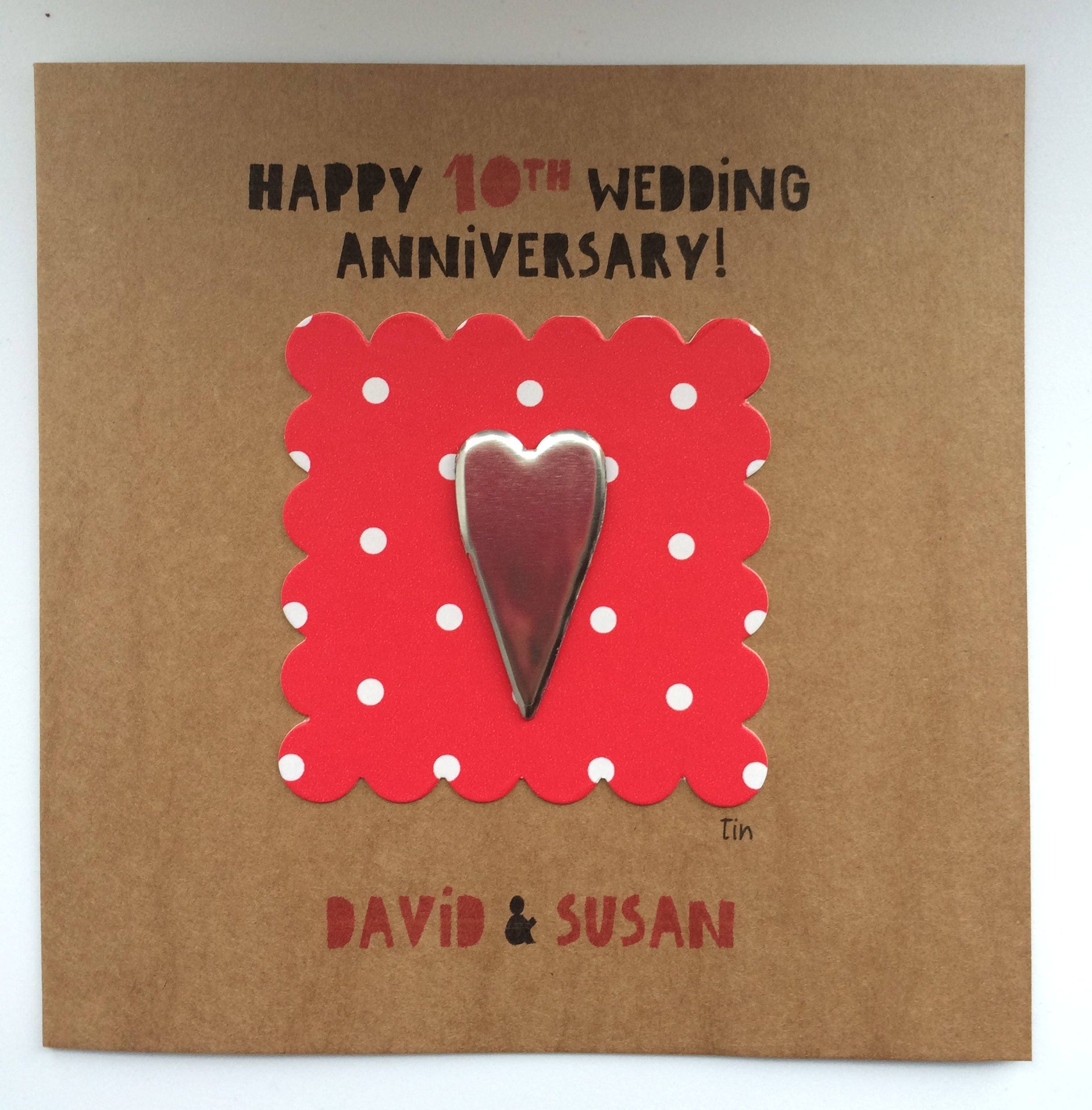 Personalised 10th Tin Wedding Anniversary Cardtenth Etsy Uk 