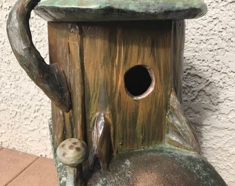 White Rabbit inspired birdhouse