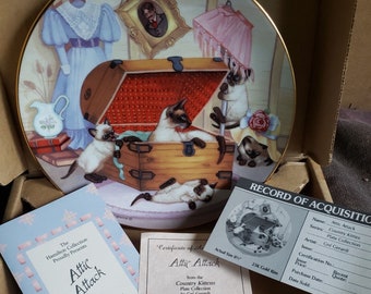 Vintage Attic Attack Country Kittens Cat Porcelain Collectors Plate Gre Gerardi