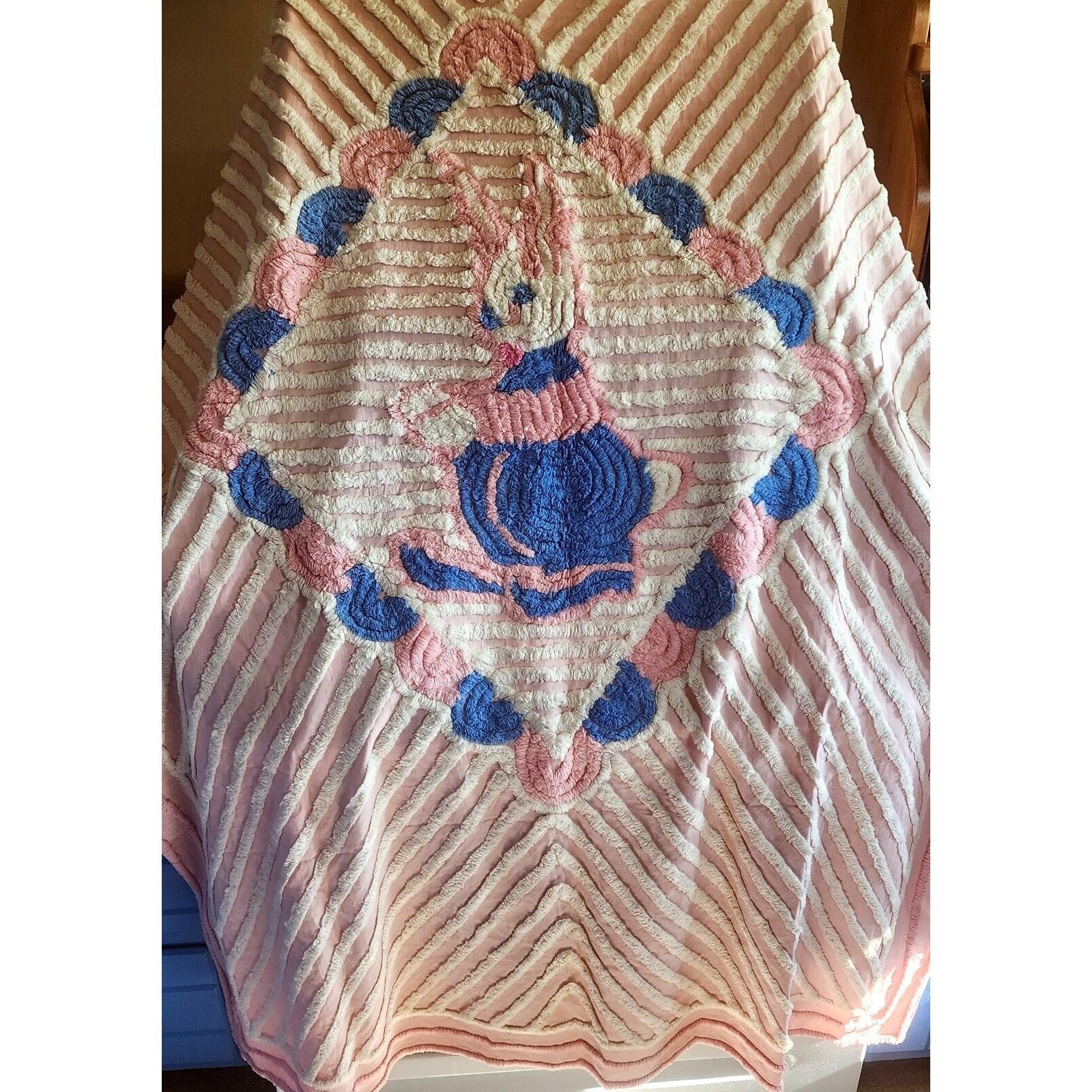 Vintage Chenille Baby Bedspread Crib Blanket Bunny Rabbit Pink Etsy