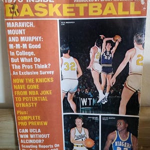 May include: A vintage 1970 issue of "Basketball" magazine. The cover features basketball players in action, with text including "Maravich, Mount and Murphy" and "How the Knicks Have Gone From NBA Joke to Potential Dynasty."
