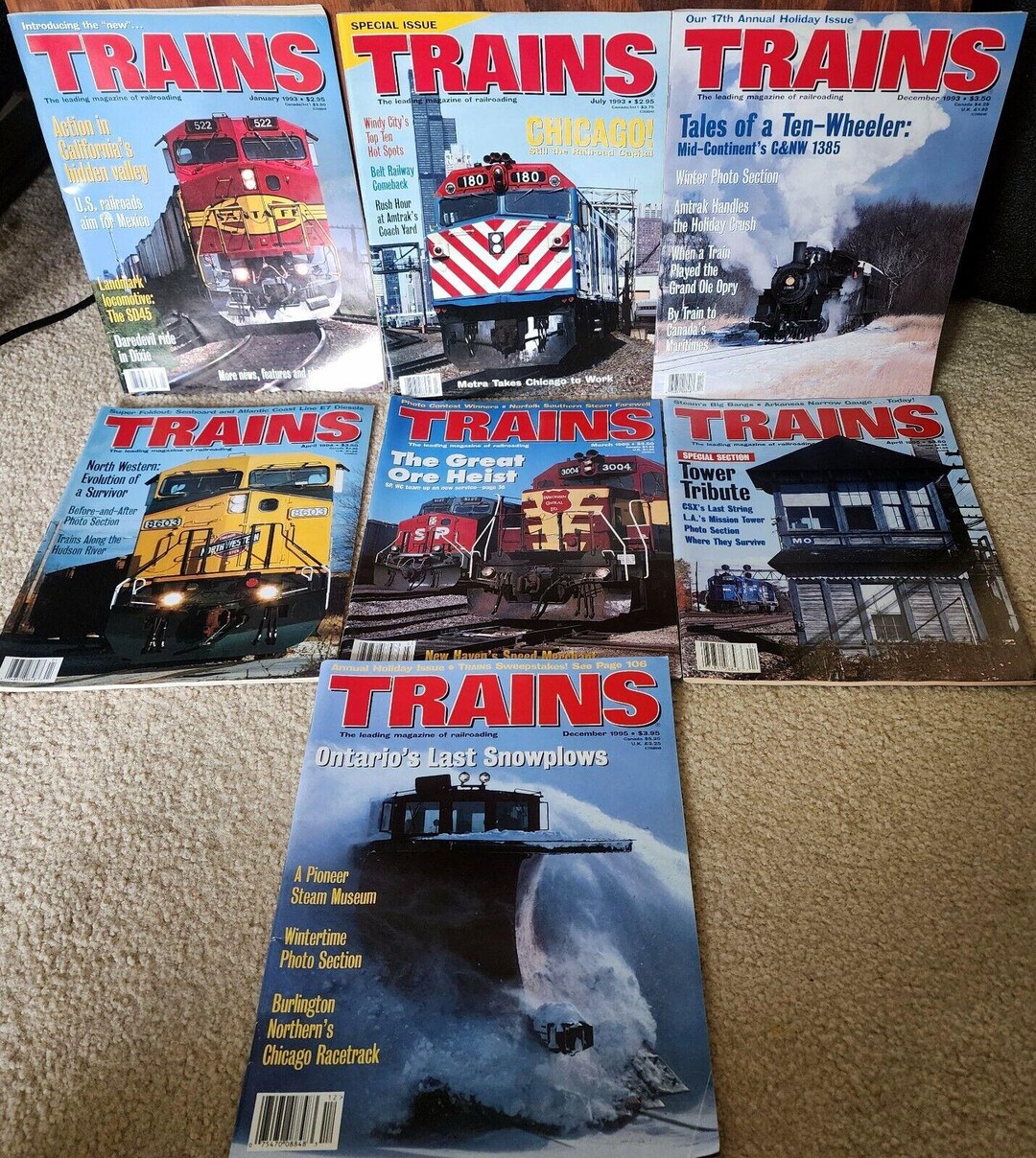 1994 Train Trains the Magazine Railroading Lot of 7 From 1993 1994 1995 See Desc ...