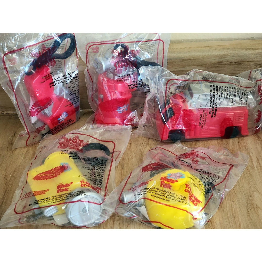 2003 Subway Time Kids Pak Meal Hot Shots Firefighter Toys Lot of 5 NOS