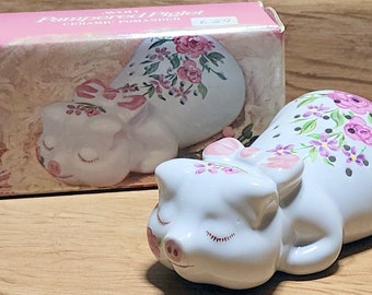 Avon Pampered Piglet Ceramic Pomander Brazil Vintage Pig NOS & Box