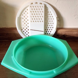 Vintage Tupperware Salat Käse Reibe #787-4 & Schüssel #786-5 Jadite Grün Weiß