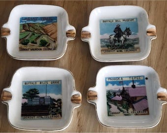 Posacenere souvenir vintage Lookout Mtn Colorado, 4 pezzi, Made in Japan (vedi foto).