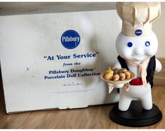 Figurine en porcelaine Pillsbury Doughboy « At your service » de Danbury Mint 12 po et boîte