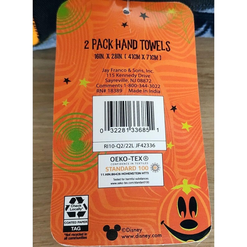 Ensemble de 2 essuie-mains gris Pluto Mickey Mouse d'Halloween, 16 x 28 po, peluche NWT image 6