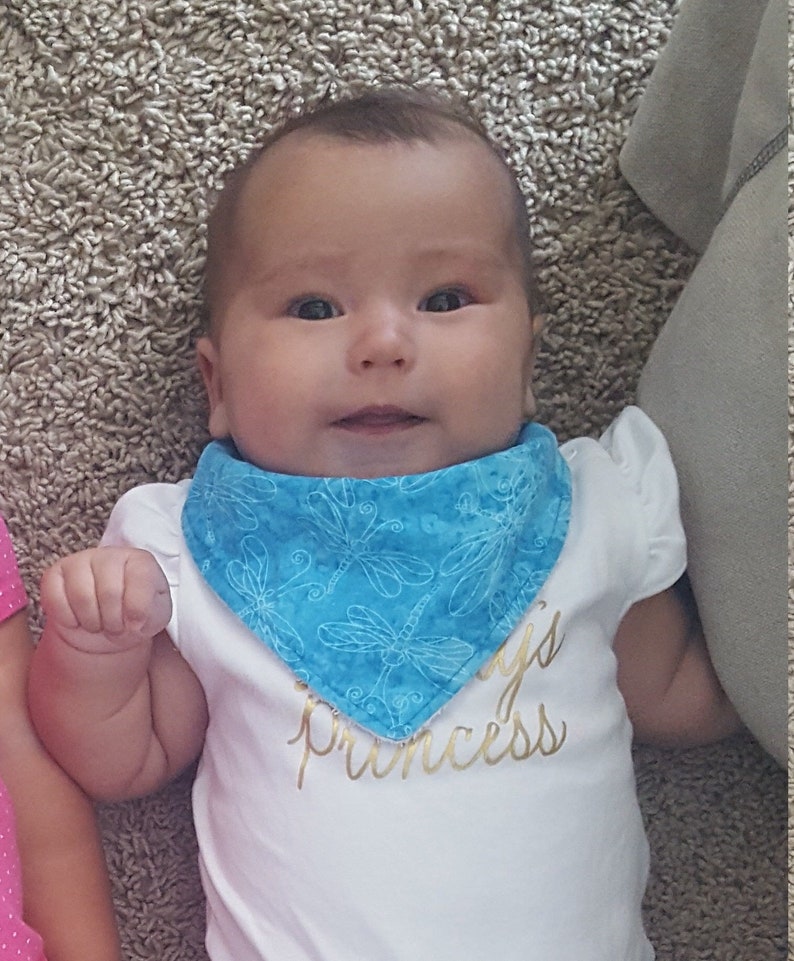Bandana Bib with Blue Plaid Print and Snap Closure Bibdana teething bandana drool bib
