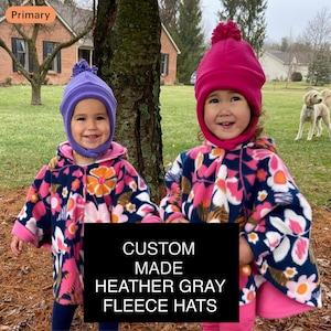 Custom Fleece Aviator Hat, Children’s Winter Hat, Heather Gray