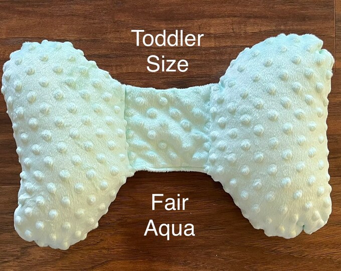 Toddler Size Head Support Pillow, Fair Aqua Dimple Dot Minky Carseat
