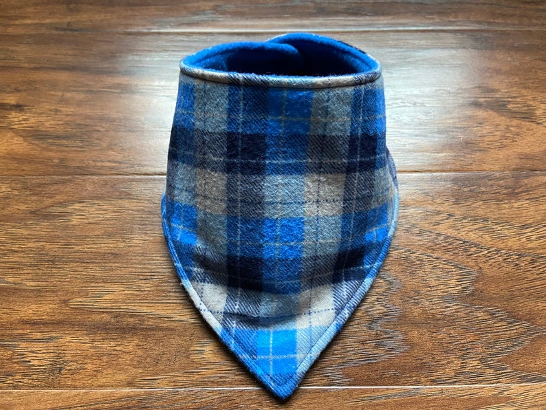 Bandana Bib with Blue Plaid Print and Snap Closure Bibdana teething bandana drool bib