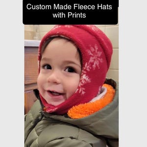 Custom Fleece Aviator Hat with Prints, Infant/Baby/Toddler/Child Winter Hat