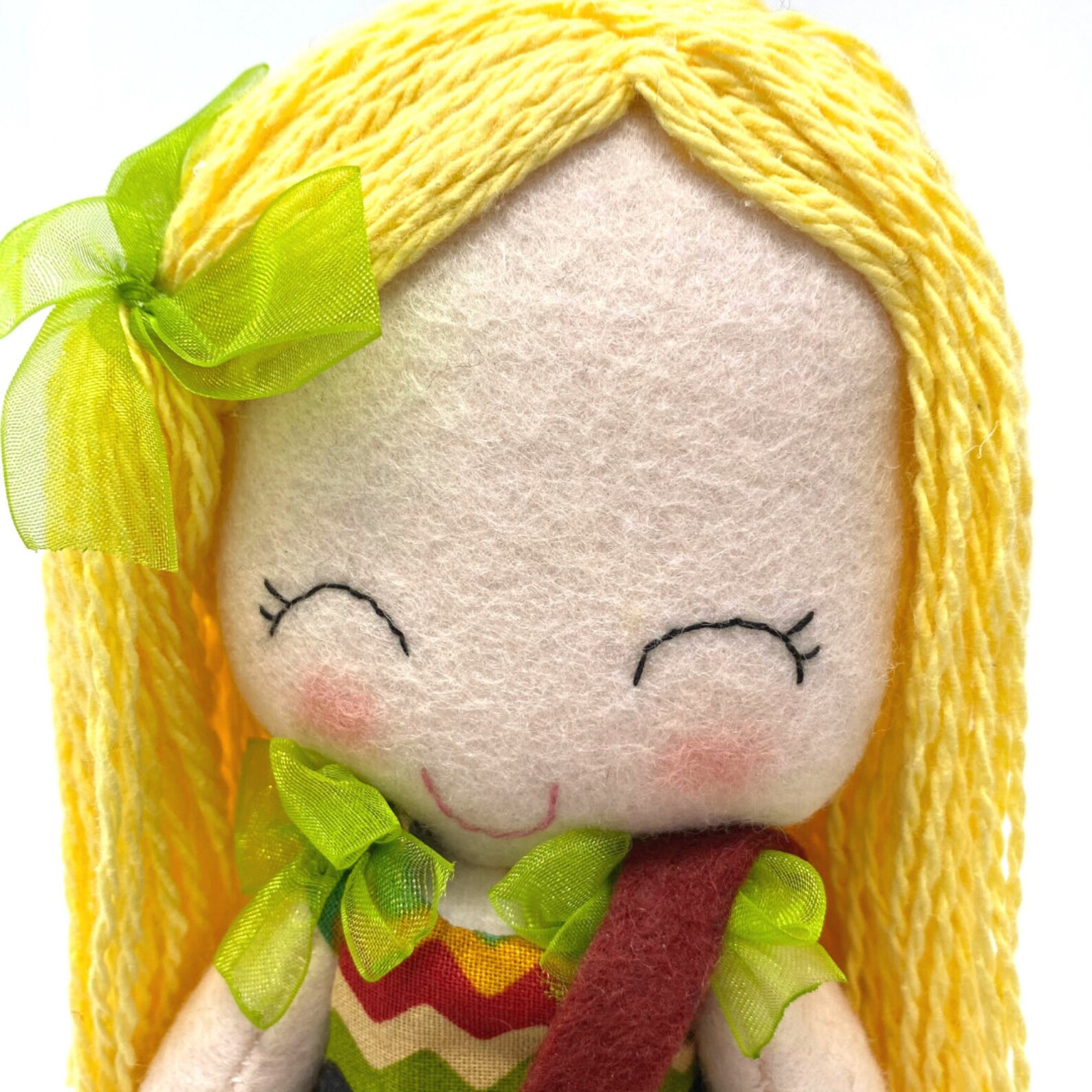 Handmade Felt Doll Multicolor Dress Etsy