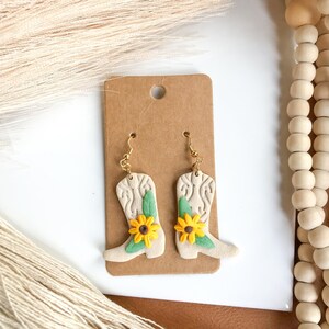 Floral Cowboy Boot Handmade Dangle Earring