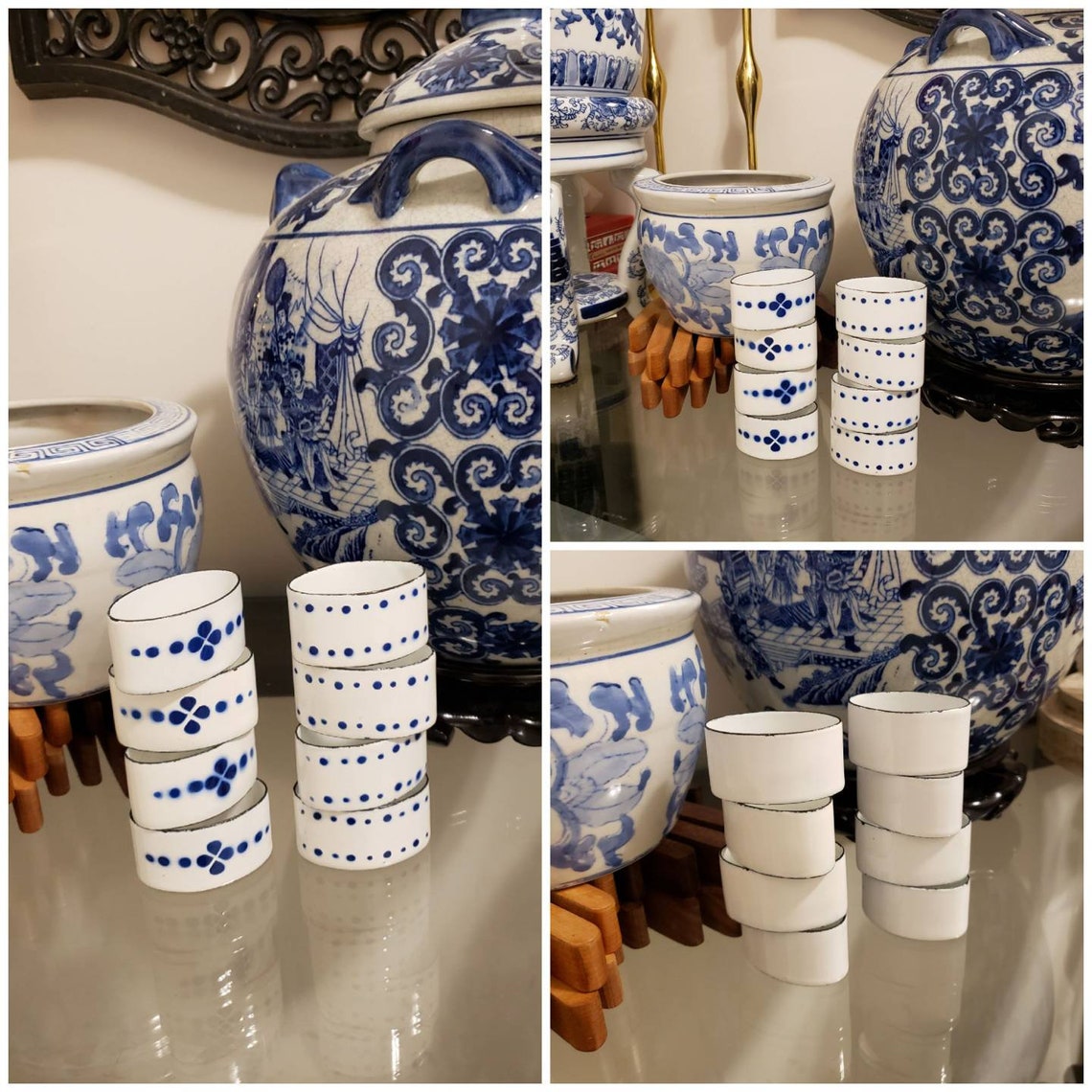 Vintage Ikea Heder Enamel White and Blue Napkin Rings/ Etsy Canada