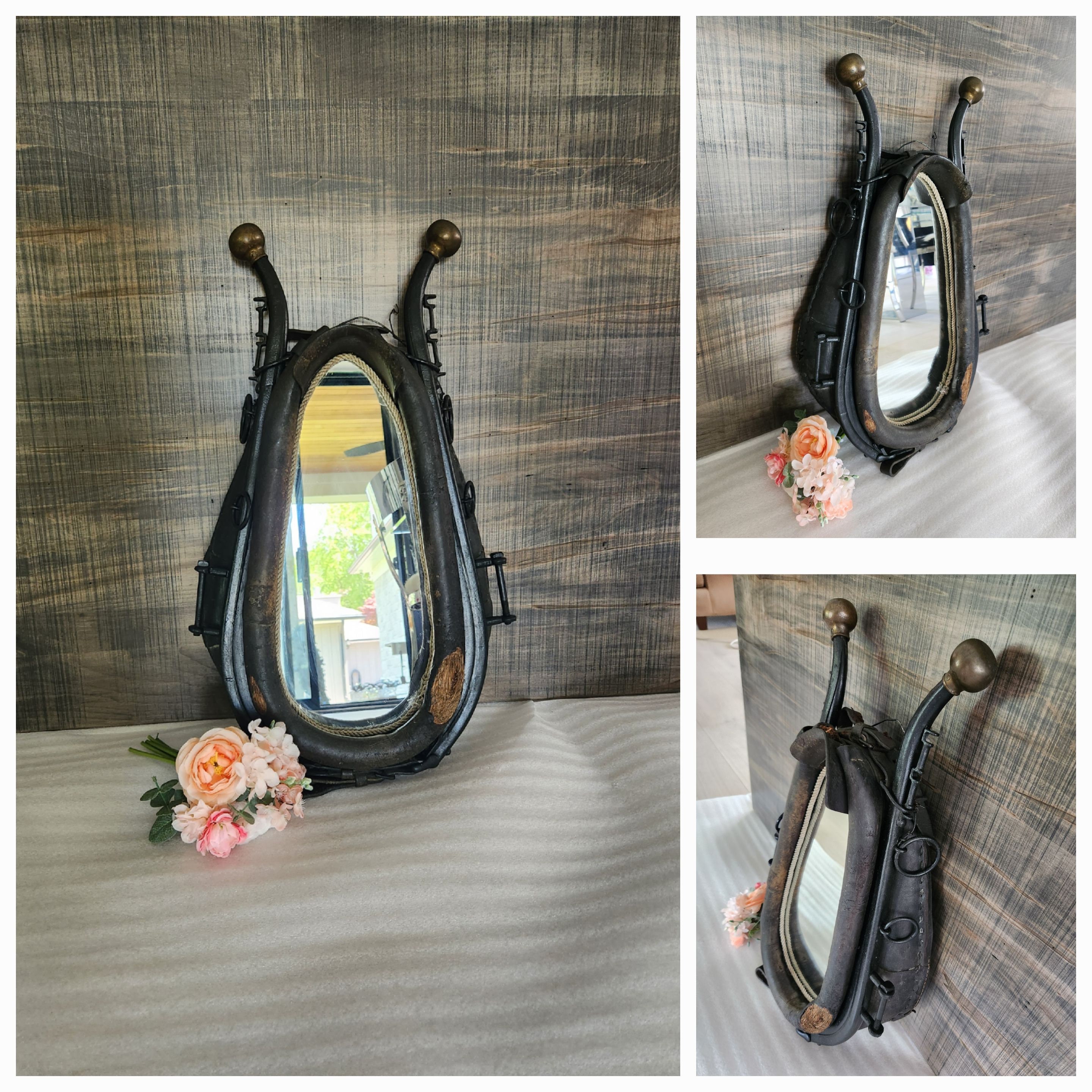 Vintage Leather Horse Collar Mirror W Hames/horse Harness Vintage Leather Horse Collar Mirror W Hames/horse Harness