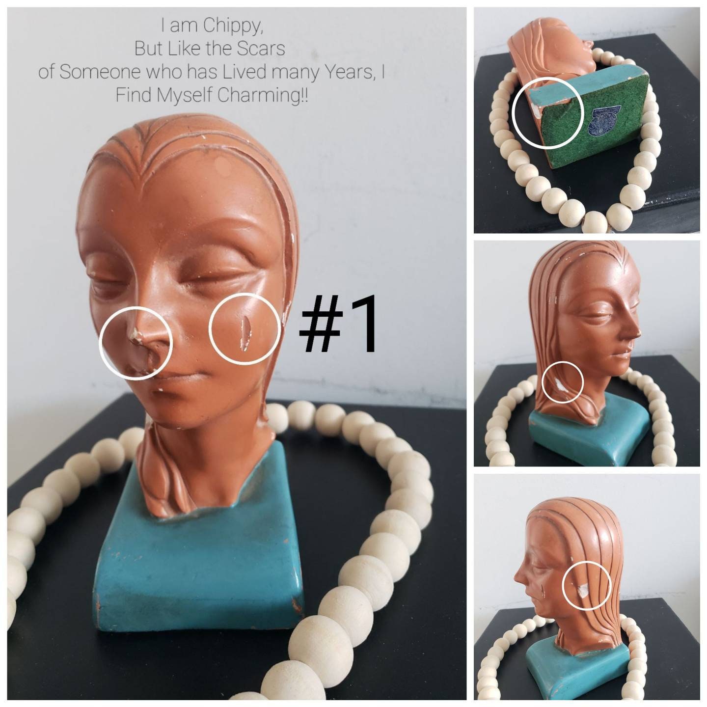 Vintage Art Deco Ladies Head Bookends Marbello/ Art Deco Etsy