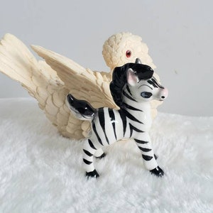 Vintage Porcelain Black and White Zebra Figurine / Home Decor/ Zebra Collectible/ Foal Zebra Statue/ Safari Animal/ Kids Room/ Hand Painted