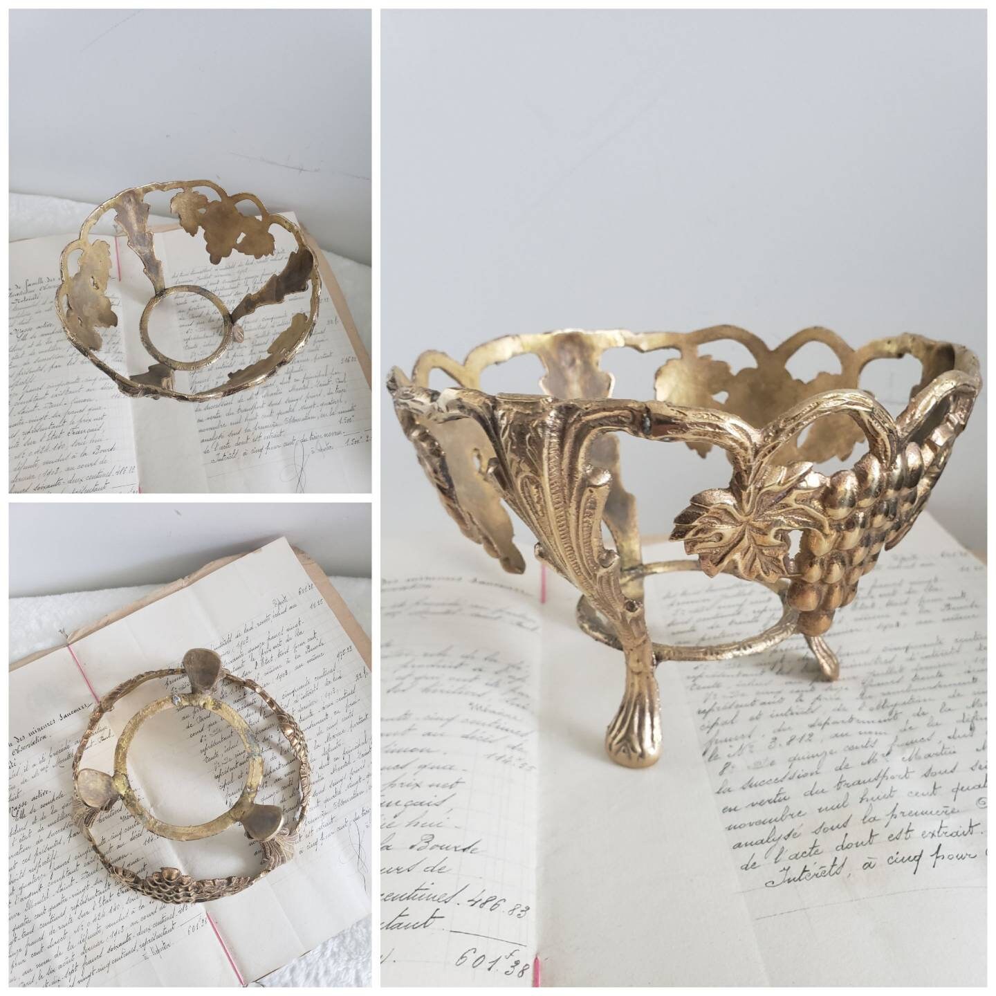Vintage Mid Century Footed Brass Bowl Stand No Liner Grapes & Etsy Canada