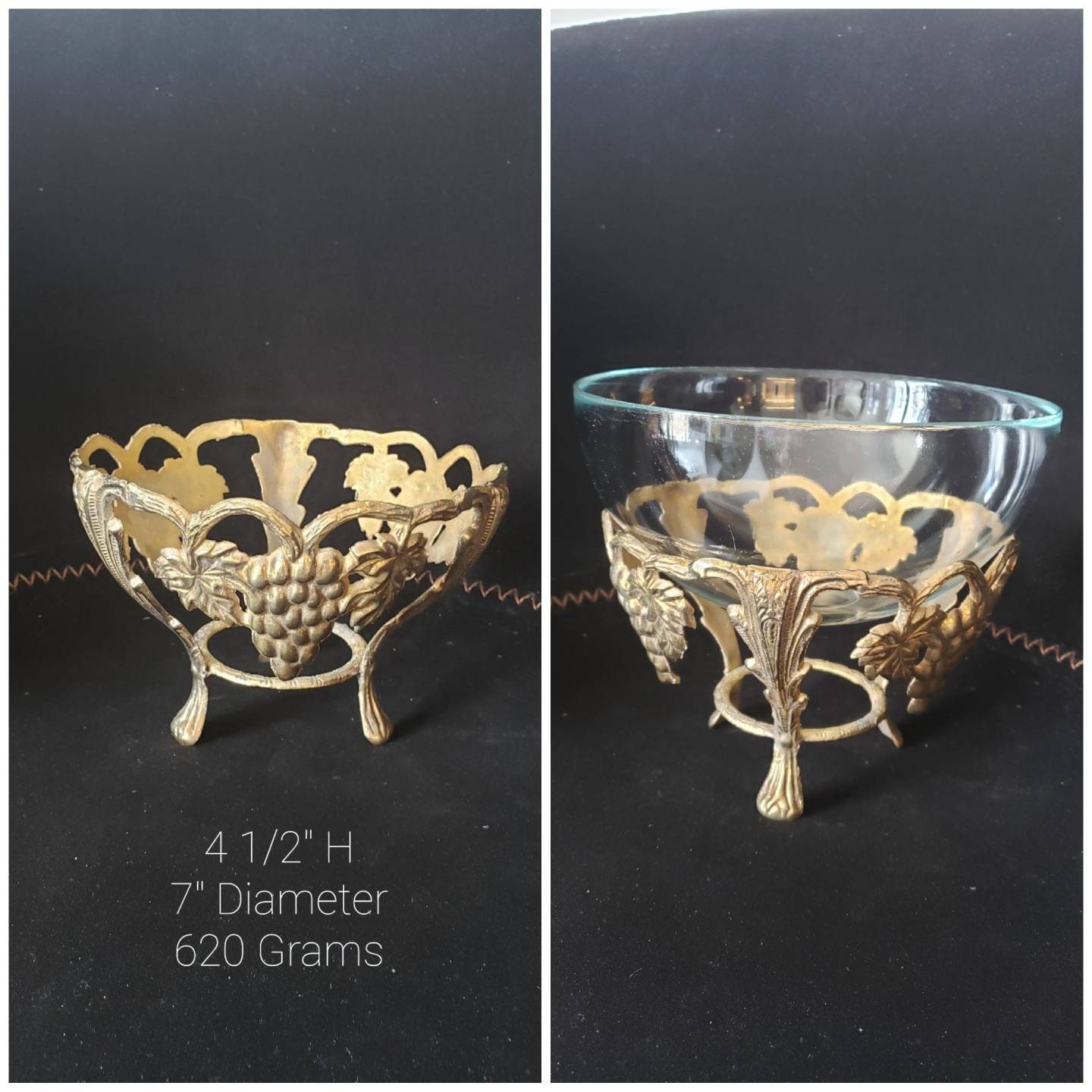 Vintage Mid Century Footed Brass Bowl Stand No Liner Grapes & Etsy Canada
