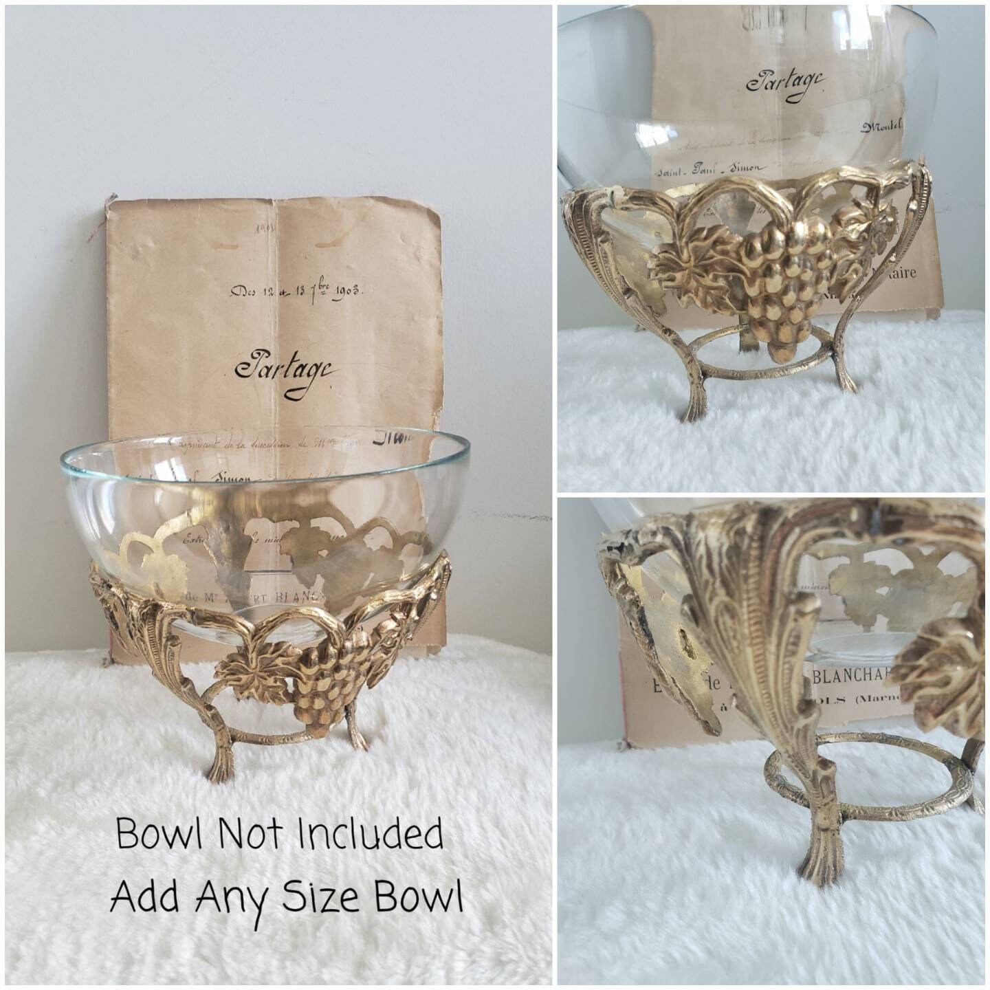 Vintage Mid Century Footed Brass Bowl Stand No Liner Grapes & Etsy Canada