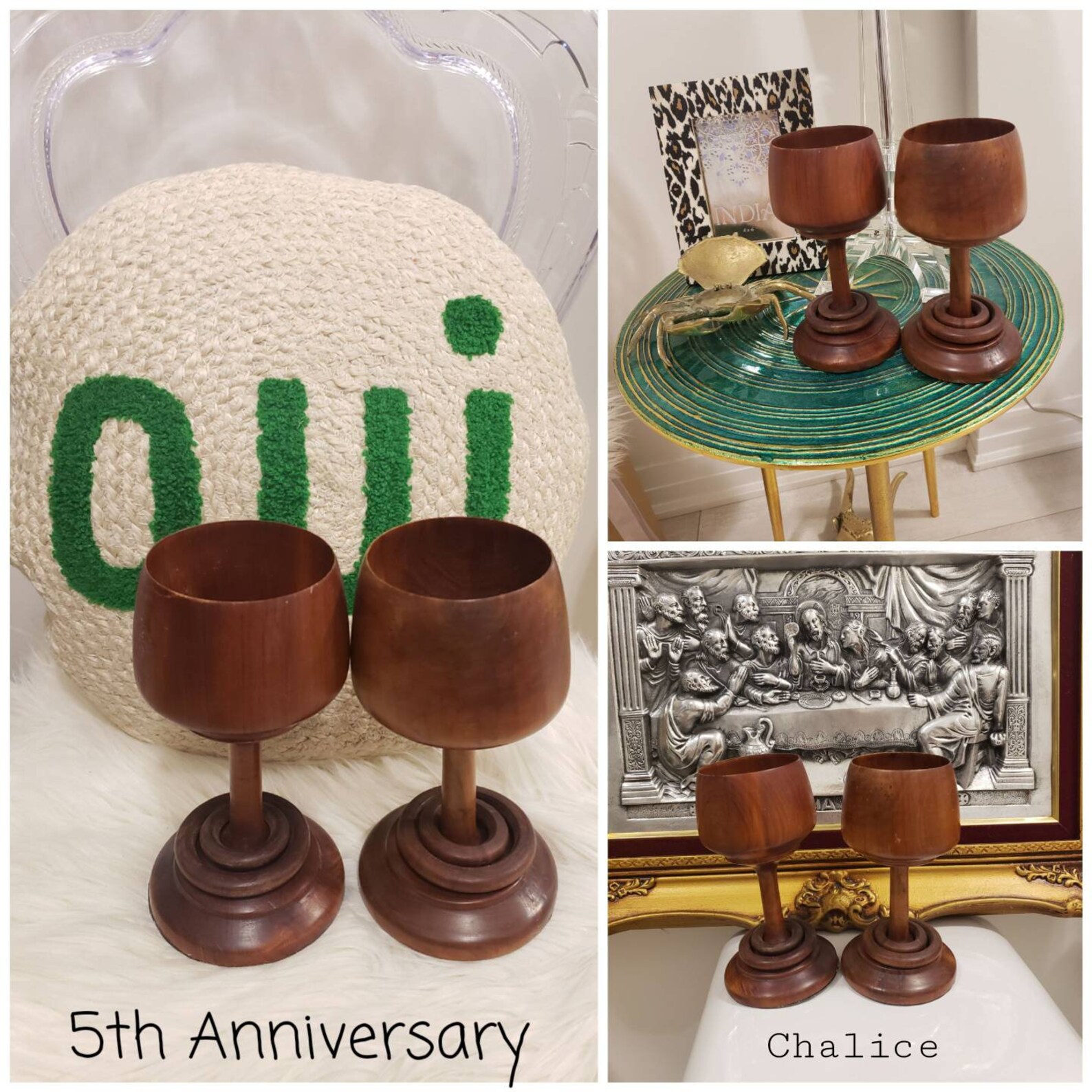 Vintage Cedar Friendship Goblets/retro Wood Chalice/ Representing