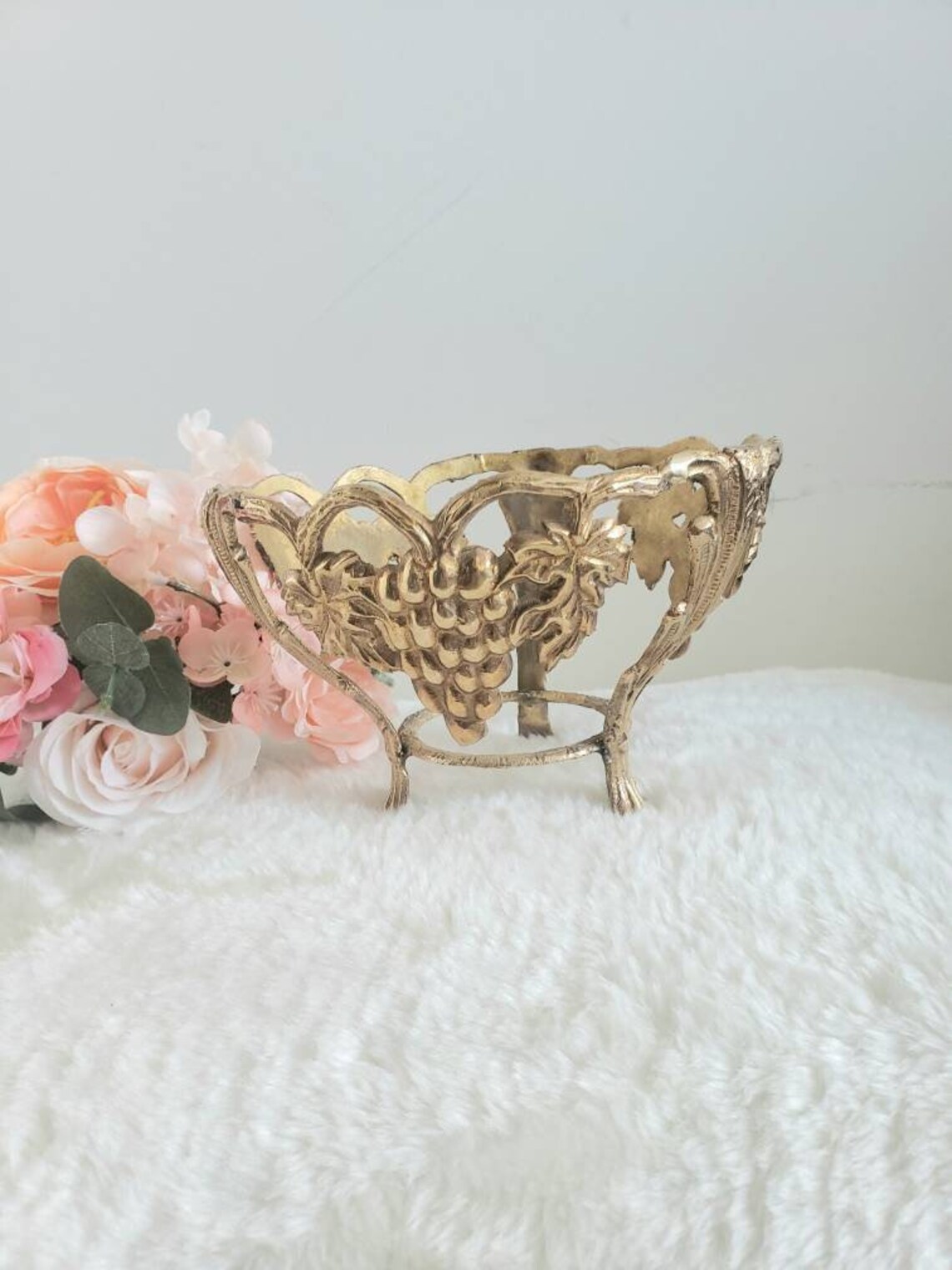 Vintage Mid Century Footed Brass Bowl Stand No Liner Grapes & Etsy Canada