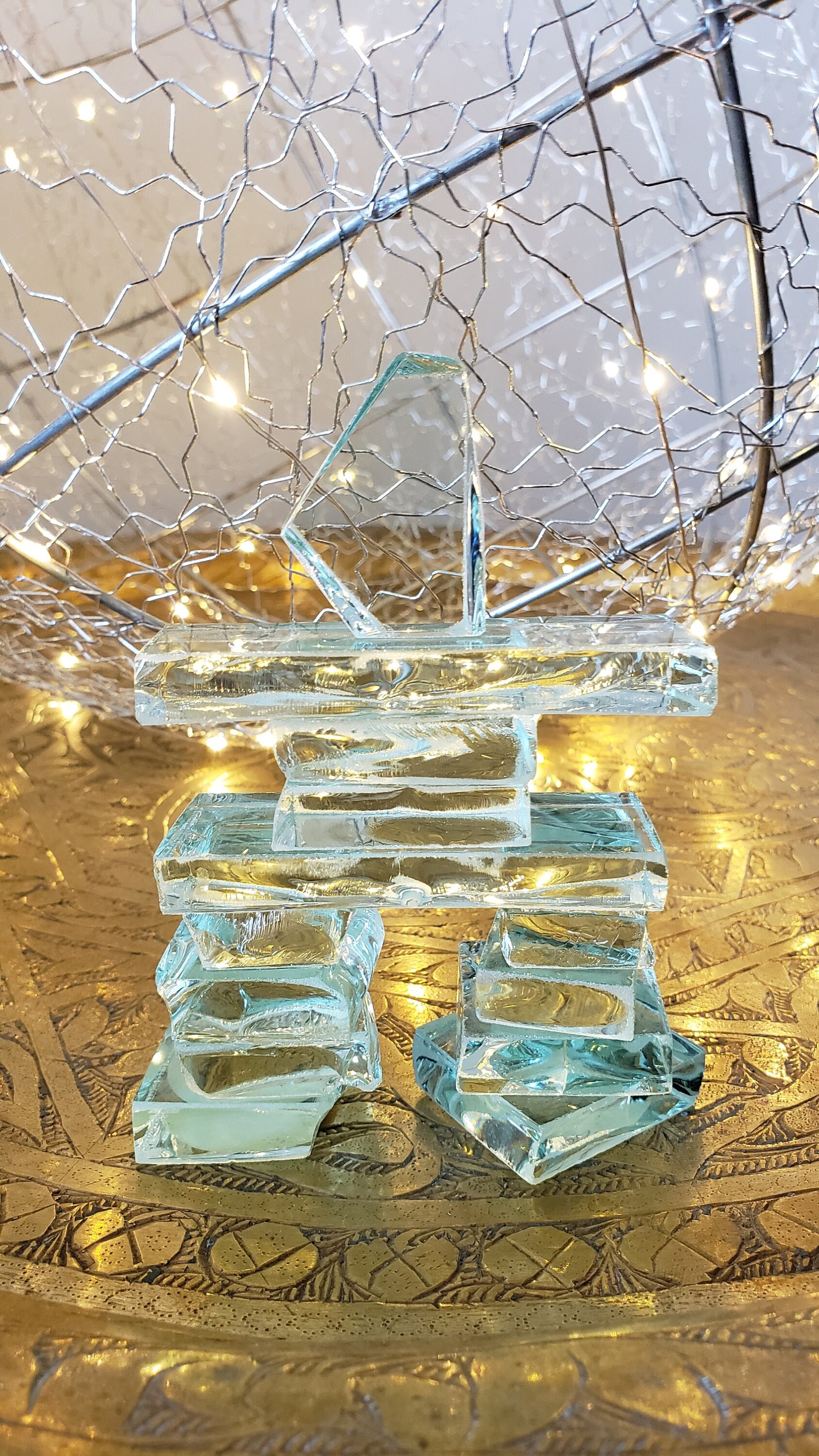 Vintage Green Art Glass Inukshuk Inuit Art Decorative Object Etsy Canada