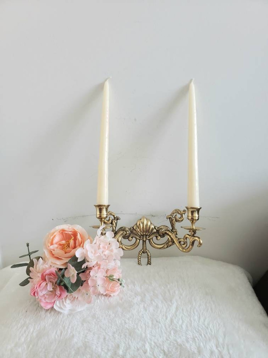 Vintage Ornate Brass Wall Candle Holder/hollywood Etsy