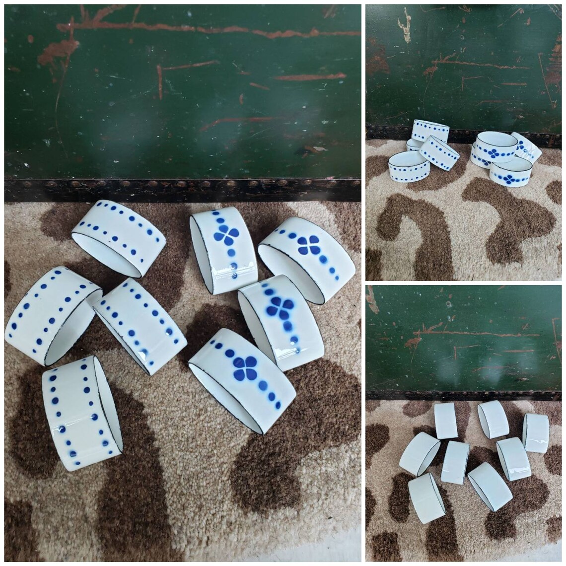 Vintage Ikea Heder Enamel White and Blue Napkin Rings/ Etsy Canada