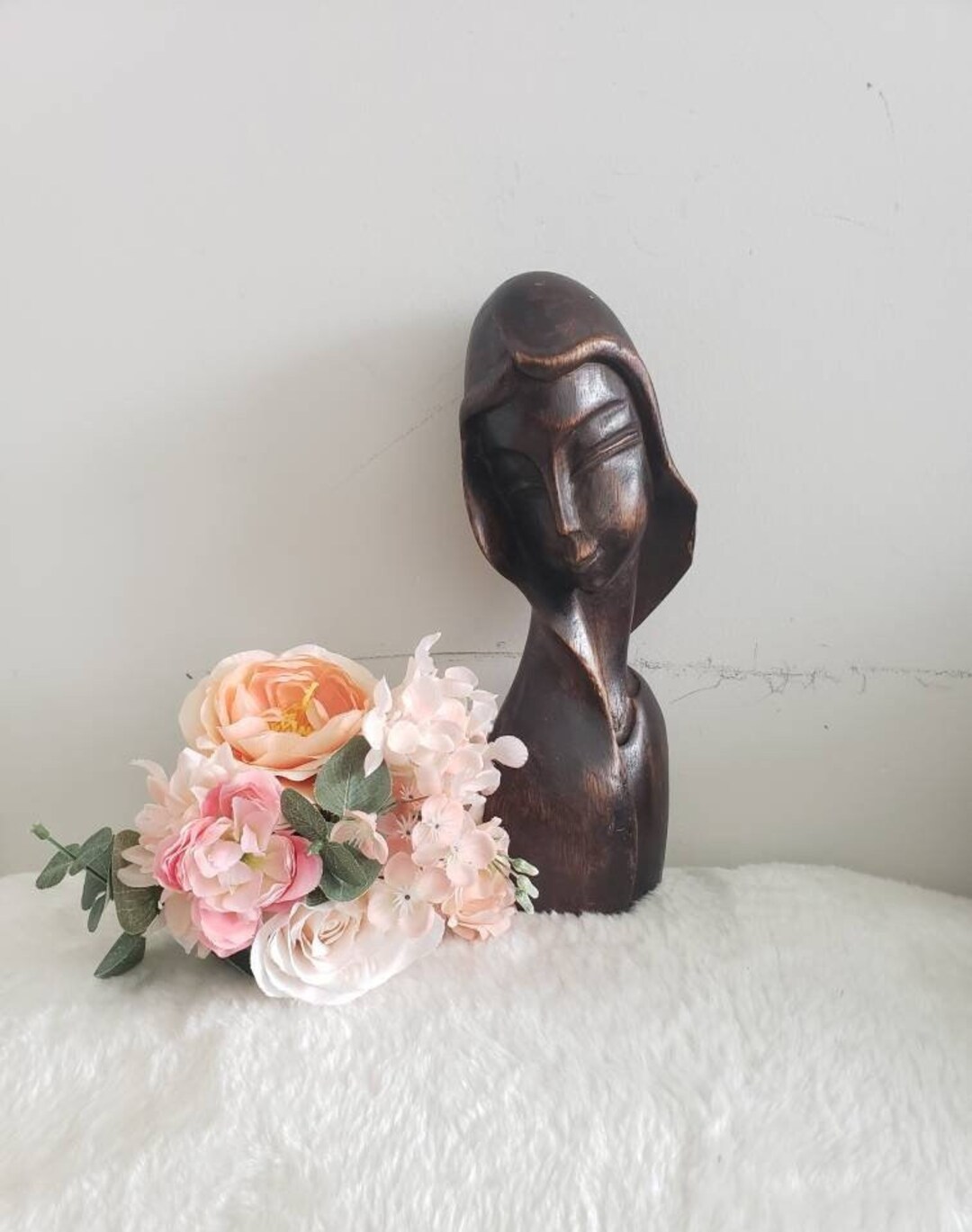 Vintage Art Deco Madonna Wood Statue/mcm Lady Bust/hand Carved Etsy