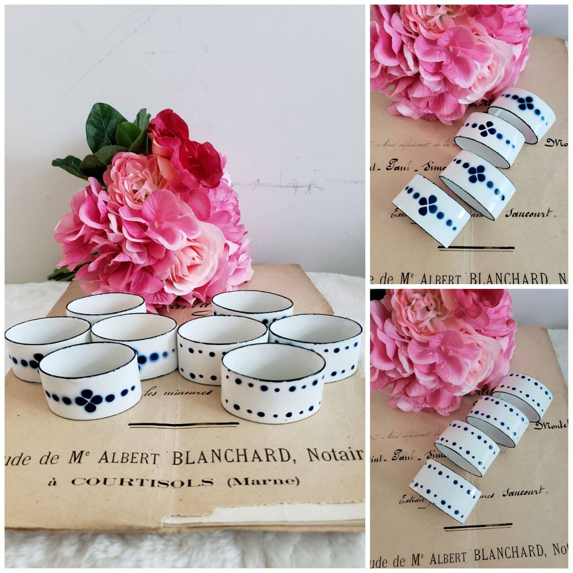 Vintage Ikea Heder Enamel White and Blue Napkin Rings/ Etsy Canada