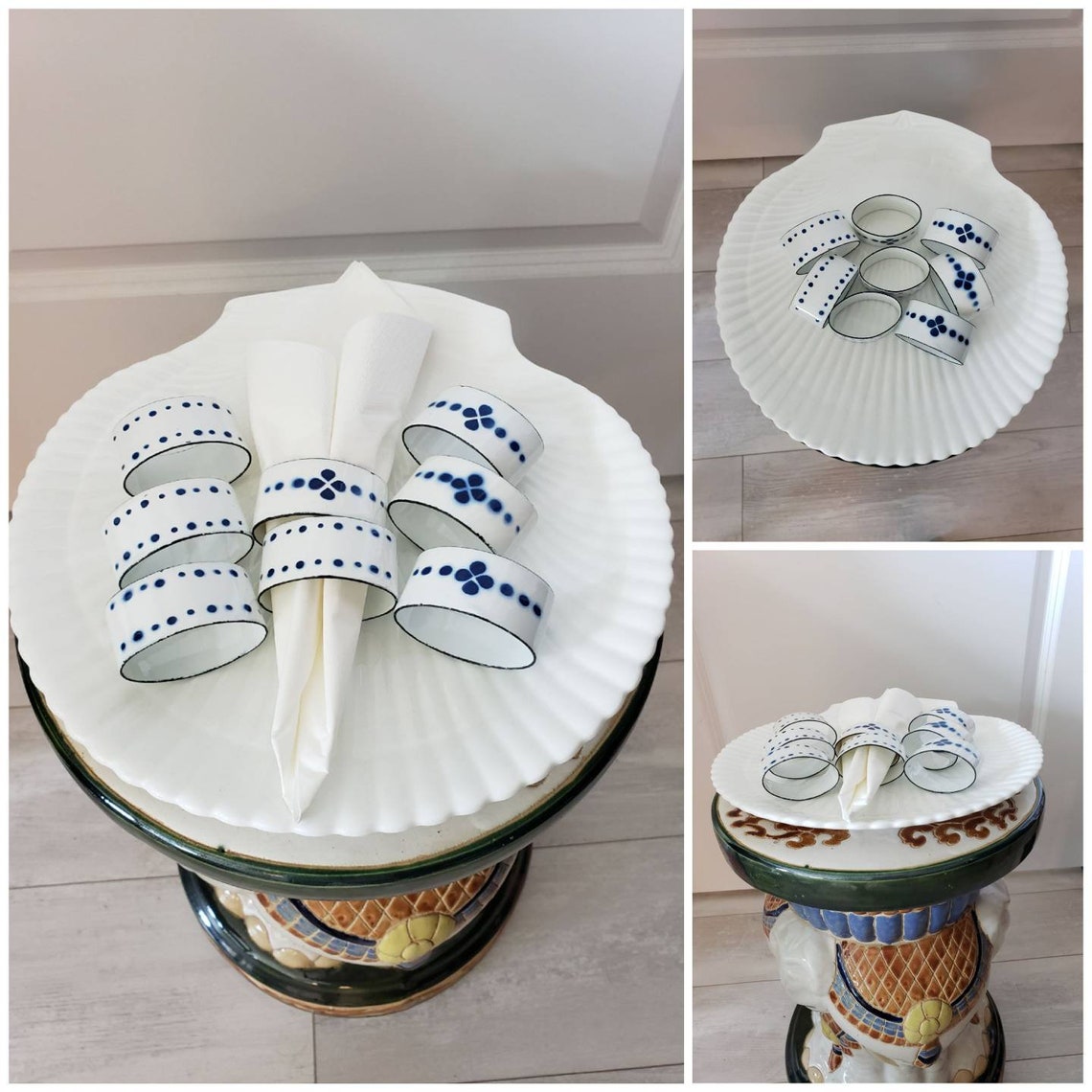 Vintage Ikea Heder Enamel White and Blue Napkin Rings/ Etsy Canada