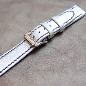 Iridescent Silver Leather Watch Strap Band 18mm