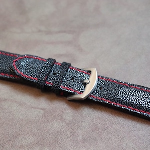 Black Stingray Skin Leather Watch Strap Band 24mm