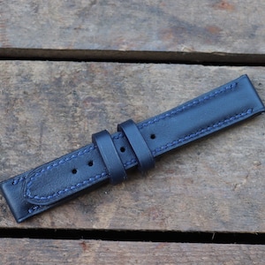 Blue Calf Skin Leather Watch Strap Band 18mm