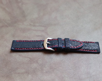 Navy Blue Rochenleder Uhrenarmband 22mm