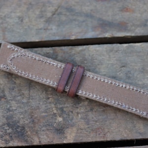 Tan Canvas & Leather Watch Strap Band 20mm
