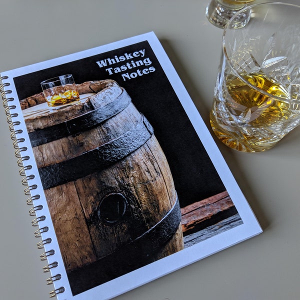 Personalized Whiskey Notebook for Whisky Tasting Notes, Scotch, Bourbon, Irish & Japanese Whiskies - Custom A5 Whiskey Notepad