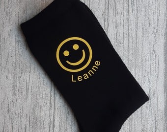 Happy Emoji Graphic Socks - Smiley Face - Be Happy - Personalised Socks - Birthday Gift