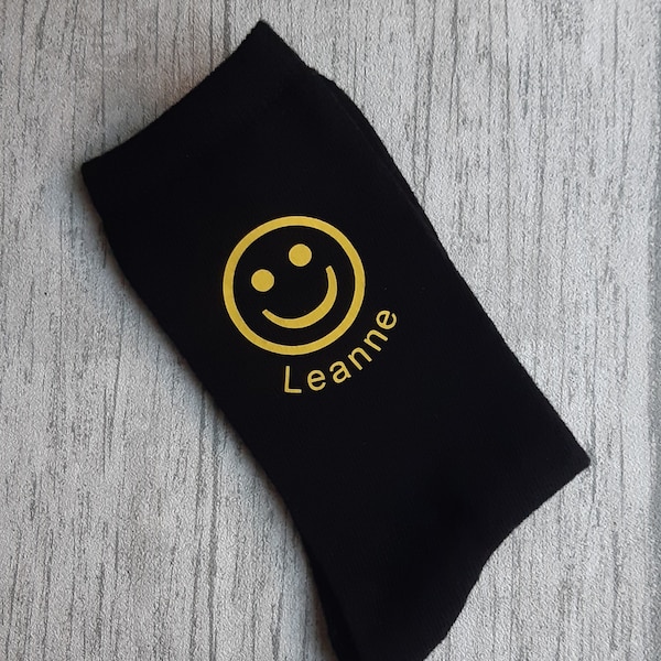Happy Emoji Graphic Socks - Smiley Face - Be Happy - Personalised Socks - Birthday Gift